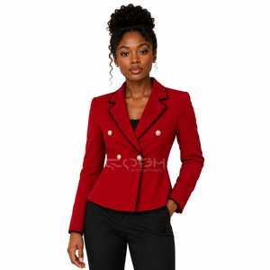 Manteau formel respirant pour femmes de la sororité Cosh International Delta Sigma, combinaison rouge et noir avec manches longues - Product Image 1