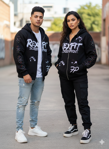 Sudaderas con Pedrería Personalizadas de Alta Calidad, Sudaderas Unisex con Cremallera, Hombros Caídos, Logotipo Bordado con Apliques, las Más Demandadas por los Clientes - Product Image 3