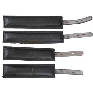 Black <b>Leather</b> <b>Wrist</b> And Ankle <b>Cuffs</b> With Padding And Metal Chains For Secure Restraint - Product Image 6