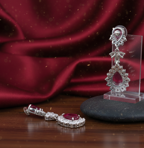 Boucles d'oreilles pendantes en argent sterling 925 plaqué or 18 carats avec zircon cubique et grenat hydrogène en forme de poire, 5,5 pouces, bijoux de mariage, cadeau pour elle - Product Image 3