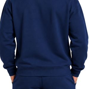 Navy <b>Blue</b> Men Sweatshirt Crew Neck <b>Long</b> <b>Sleeve</b> Pullover Casual Fleece <b>Top</b> Custom Logo Streetwear Winter Sportswear Wholesale - Product Image 6