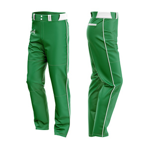 Pantalones de béisbol personalizables para hombre con franja blanca y logotipo bordado, corte regular, cierre de botones, 100% poliéster, absorción de humedad - Product Image 3