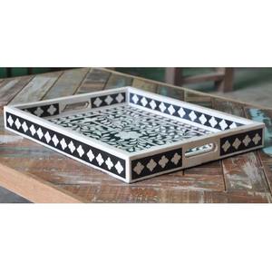 Bandeja de Servir de Lujo con Incrustaciones de Hueso, Bandeja Decorativa Hecha a Mano para el Hogar, Mesa de Comedor, Mesa de Centro, Ecológica, Duradera - Product Image 5