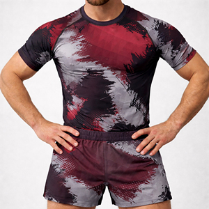Nouvel ensemble de rashguard MMA 2026 personnalisé imprimé, écologique, 100 % polyester 150 g/m², comprenant une chemise de compression et un short de combat pour grappling sans kimono - Product Image 6