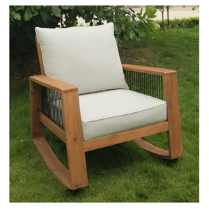 Silla Mecedora de Jardín Moderna de Madera de Acacia, Muebles de Exterior Duraderos para Patio Interior y Exterior, Muebles Minh Phuoc, Nuevo - Product Image 2