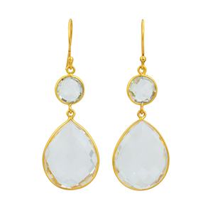 Boucles d'oreilles en argent sterling 925 de haute qualité avec plusieurs pierres et plusieurs tailles plaquées or 18 carats - Product Image 1