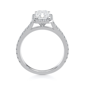 Bague de fiançailles en or blanc 10K avec diamant de laboratoire taille radiant certifié IGI, halo de 1,5 carat, double pavé, cadeau tendance pour mariage - Product Image 2