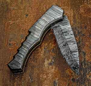 Navaja de Bolsillo Personalizada para Caza y Camping, Hecha a Mano, de Acero Inoxidable Damasco de Grado Industrial, Plegable, EDC, Supervivencia, Caza - Product Image 1