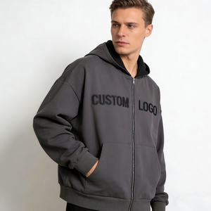 Sweat-shirts tendance pour hommes, gris foncé, en coton, à capuche, avec logo brodé personnalisé, poche surdimensionnée, sweat-shirts décontractés - Product Image 2