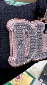 Collar con Colgante de Letra Personalizada con Zirconia Grande Tipo Baguette, Cadena HipHop para Hombre, Joyería de Letra Personalizada para Raperos - Product Image 2