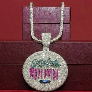 จี้เงินแท้ 925 ประดับเพชรโมอิสซาไนต์ พร้อมสร้อยคอ สไตล์ฮิปฮอป สำหรับผู้หญิงและผู้ชาย ผ่านการทดสอบเพชร VVSD เครื่องประดับคุณภาพสูง - Product Image 1