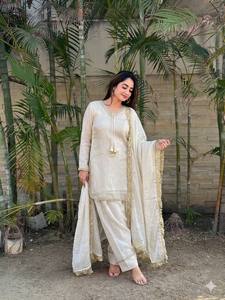 Designer Farsi Salawar <b>Set</b> Elegant Ethic wear Crafted in Classy Tones with premium satin fabric & Detailing - Product Image 1
