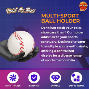 Hold My <b>Ball</b> Small Size Polypropylene High Quality Wall Mounted Hand-Shaped <b>Ball</b> Holder for <b>Baseballs</b> and Tennis <b>Balls</b> - Product Image 2