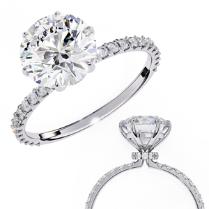 Anillo de Compromiso, Aniversario o Boda de Oro de 10k, 14k o 18k con Diamante Redondo de 2 Quilates con Engaste Pavé, Diseño de Diseñador de Moda, Certificado IGI - Product Image 6