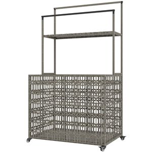 Wicker Pool Float Storage Organizer PE Rattan Pool Float Holder <b>Basket</b> <b>Shelf</b> with Towel Bars Rolling Pool Caddy for Floaties - Product Image 1