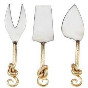 Golden Feather Cheese Knife <b>Set</b> Stainless Steel Blades Copper Handles Dishwasher Safe - Product Image 6