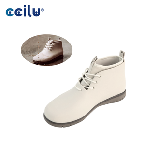 Custom daily neoprene washable lace-up short white <b>boots</b> - Product Image 1