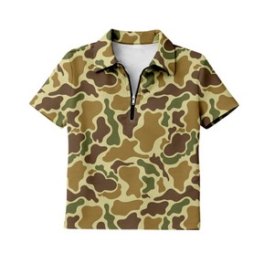 Hauts pour bébé garçon, chemises à manches courtes camouflage avec fermeture éclair pour enfants, vêtements d'été pour tout-petits - Product Image 5