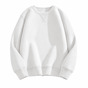 Unisex <b>White</b> Crew Neck Sweatshirt 100% Cotton Fleece <b>Men</b> Women Casual <b>Long</b> <b>Sleeve</b> Pullover Solid Unlined <b>Top</b> - Product Image 1