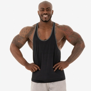 High Quality Lightweight Men's <b>Black</b> Solid Color <b>Tank</b> <b>Top</b> V-Neck Casual Breathable Knitted 100% Cotton Style - Product Image 1