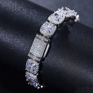 Pulsera de eslabones cubanos de oro blanco de 18 quilates estilo Hip Hop VVS Moissanite Pass Diamond Tester Iced VVS pulseras de eslabones de cadena fina - Product Image 5