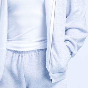 High Demanding Custom Logo Grey Marl Drop Shoulder Men Zip Hoodie Cotton Blended Breathable Gym & Streetwear Zip Hoodie For Men - Product Image 5