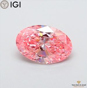 เพชร CVD ผลิตในห้องปฏิบัติการ สีชมพูสดใส ระดับความสะอาด VS1 ได้รับการรับรองจาก IGI รูปทรงวงรี น้ำหนัก 1.50 กะรัต สำหรับงานเครื่องประดับมืออาชีพ - Product Image 1