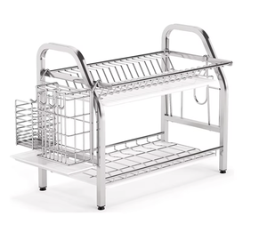 Organisateur d'évier télescopique magnétique double niveau OEM/ODM Vietnam avec égouttoir et étagère de rangement pour torchons - Product Image 1