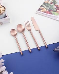 Modern Dining Cutlery Set Red Enamel Handle Metal Spoon Fork Serving Pair Sleek Food Service <b>Tools</b> for Restaurant and Home Use - Product Image 4