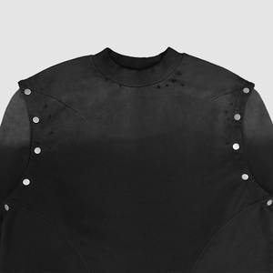 T-shirts pour hommes personnalisés, coupe ample et oversize, en molleton 100% coton épais, effet délavé soleil et délavé à l'acide, avec empiècements détachables - Product Image 3
