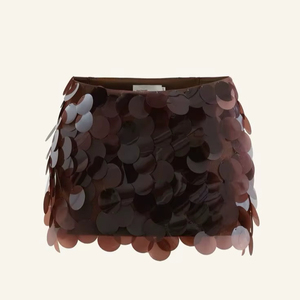 Jupe-Choli de style sportif brodée à la main en coton Rangoli avec sequins et shrug, couleur vin - Product Image 1