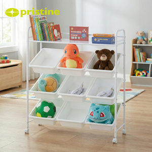 Organisateur de bureau multifonctionnel moderne à 9 tiroirs, boîte en métal avec étagère, finition brillante, montage facile - Product Image 5