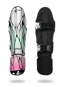 Protections de tibias Muay Thai de qualité supérieure, impression sérigraphique personnalisée, design sur mesure, pour entraînement de kickboxing, MMA, arts martiaux, protection des pieds. - Product Image 3