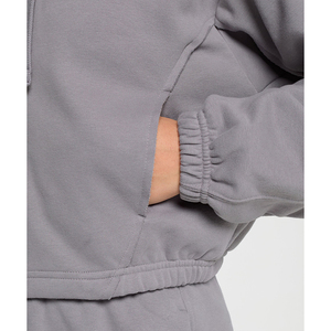 Sweat-shirt court oversize pour <span class=keywords><strong>femme</strong></span>, couleur unie, en molleton, avec capuche, <span class=keywords><strong>pull</strong></span> d'hiver, sweat à capuche court - Product Image 4