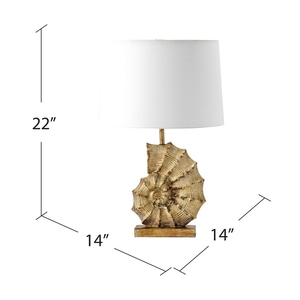 Modern Luxury Gold <b>Shell</b> Sculpture Table Lamp White Fabric Shade Coastal Art Deco Bedside Living Room Home Decor <b>Light</b> - Product Image 3