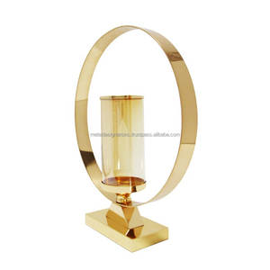 Ensemble de 2 bougeoirs de table en métal faits à la main de la marque MDI en forme de bol avec verre pour la décoration de la maison - Product Image 5