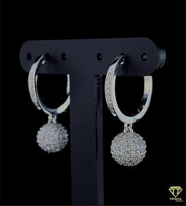 Pendientes de Aro de Plata de Lujo con Bola de Cristal para Mujer, Pendientes de Aro Plateados Brillantes con Bola de Cristal - Product Image 4
