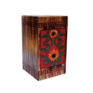 Natural Walnut & Maple Wood <b>Keepsake</b> Urn - Artisan Crafted <b>Large</b> Capacity Human Ashes <b>Box</b> - Durable Wood Funeral Memorial Urns - Product Image 3