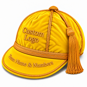 Casquettes d'honneur de qualité supérieure, style anglais, couleur jaune, avec passepoil doré et pompons tressés, protection solaire - Product Image 5