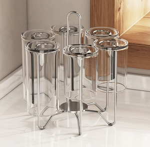 Organizador de Cocina Metálico Minimalista con Bandeja de Drenaje, Almacenamiento Independiente para Tazas y Recipientes, Altura de 6-7.9 Pulgadas - Product Image 2