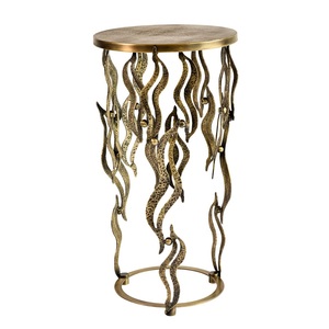 โต๊ะกาแฟทรงกลม ดีไซน์กิ่งไม้ โต๊ะข้างโลหะ คุณภาพแบบโบราณ ขนาดสั่งทำได้ โต๊ะข้างอะลูมิเนียมสีทองเหลือง - Product Image 4