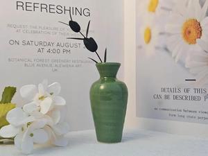 Elegante Florero de Cerámica con Acabado Rosa Brillante, Diseño de Cuello Delgado y Base Redondeada, Perfecto para Decoración Chic del Hogar - Product Image 6