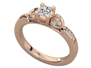 Anillo de Compromiso Solitario Ajustable de Oro Rosa de 18K con Diamante Cultivado en Laboratorio, 12 Piedras Laterales y Corte Brillante Redondo para Mujer - Product Image 1