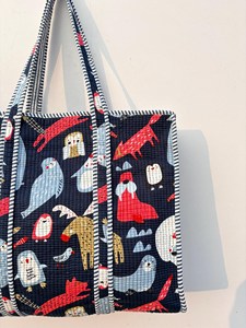 Bolsa de Mano de Algodón Azul Premium con Estampado Animal, Estilo Bohemio, Casual de Verano, con Cierre, para Compras y Viajes, para Mujer - Product Image 4