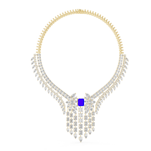 สร้อยคอเพชรทรงเจ้าหญิง/ทรงลูกแพร์/ทรงมาร์คีส์/ทรงมรกต ทองคำขาว 14k สำหรับงานหมั้น |   เพชรที่เพิ่งเพาะเลี้ยง - Product Image 4