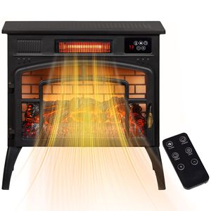 Chimenea Eléctrica Negra de 1500W con Calefactor Infrarrojo, Llama Realista y Temperatura Ajustable - Product Image 1