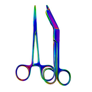 Tijeras de vendaje Lister de titanio color arcoíris de 7.25 pulgadas, tijeras quirúrgicas EMT para traumatismos con hemostato recto de acero inoxidable - Product Image 2