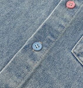 Chemise en denim de coton pour enfants, manches longues, applique de dessin animé, col rabattu décontracté, haut pour garçons et filles - Product Image 3