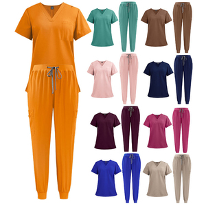 Uniformes Médicos Elásticos, Conjuntos de Uniformes Unisex con Cuello en V y Manga Corta, Ropa de Hospital de Lona - Product Image 5