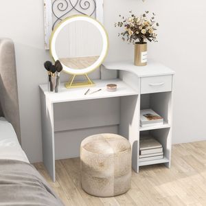 Escritorio de Computadora Plegable de Madera Moderno con Estante Ajustable y Orificio para Cables - Product Image 6